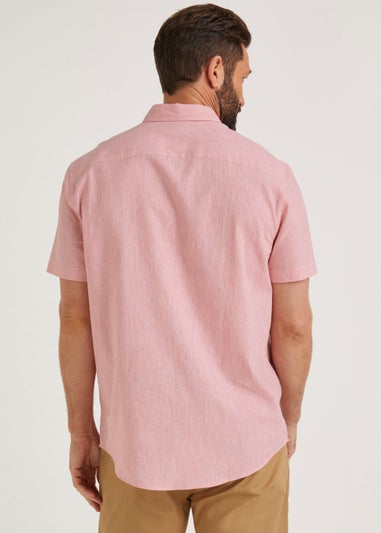 Lincoln Pink Linen Blend Short Sleeve Shirt