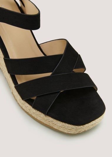 Black Cross Strap Espadrilles