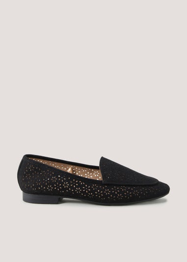 Black Laser Cut Loafers