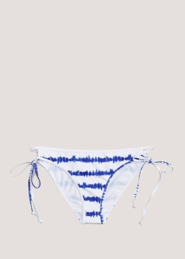 White & Blue Tie Dye Triangle Bikini Bottoms