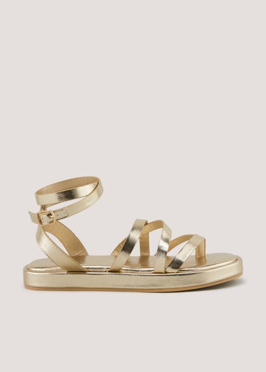 Gold Tie Up Sandals