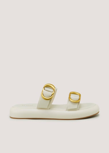 Et Vous White Double Buckle Mules