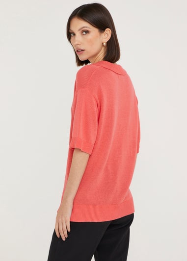 Et Vous Coral Knitted T-Shirt