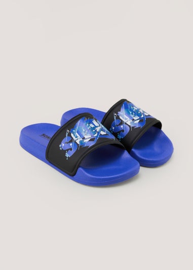 Kids Blue Sonic the Hedgehog Sliders (Younger 10-Older 6)