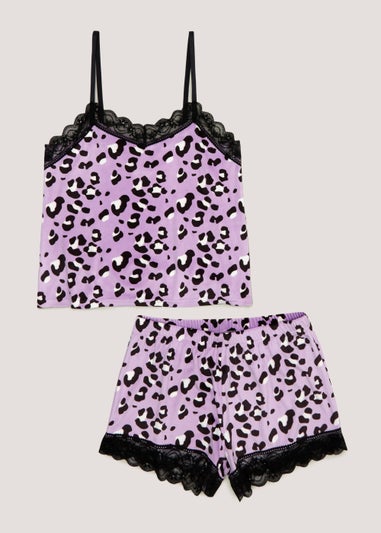 Lilac Animal Print Cami Pyjama Set
