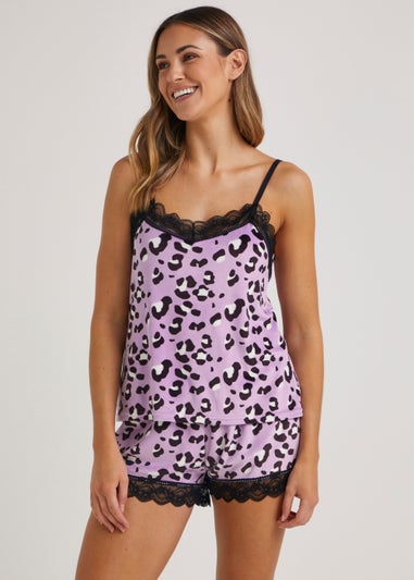 Lilac Animal Print Cami Pyjama Set