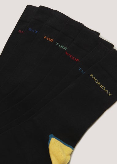 7 Pack Black Day Of The Week Socks