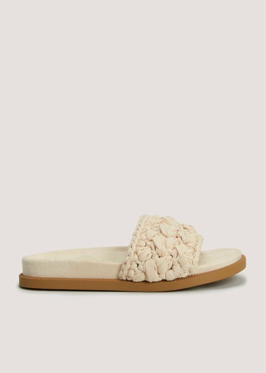 White Chunky Braided Footbed Sandals