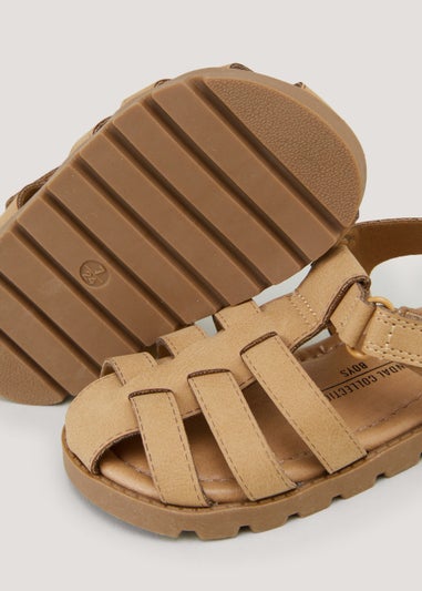 Boys Tan Caged Sandals (Younger 4-12)