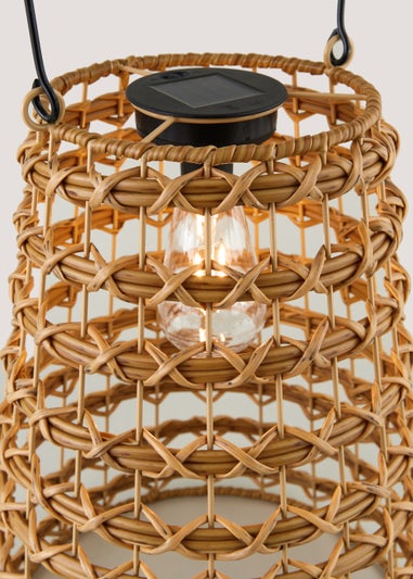 Natural Woven Rattan Solar Lantern (41.5cm x 18cm)