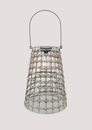 Grey Woven Rattan Solar Lantern (41.5cm x 18cm)