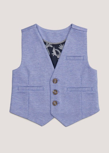 Boys Mini Me Blue Smart Jersey Waistcoat (9mths-4yrs)