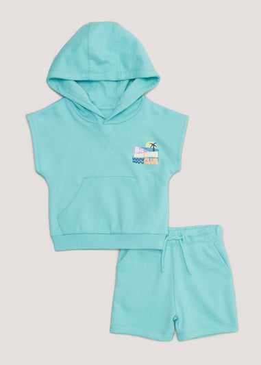 Boys Turquoise Hoodie & Shorts Set (9mths-6yrs)