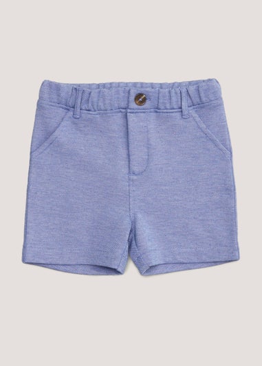 Boys Mini Me Blue Smart Jersey Shorts (9mths-4yrs)