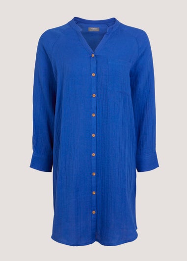 Blue Double Cloth Beach Shirt