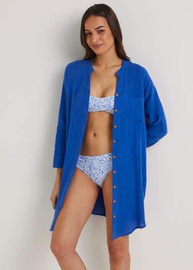 Blue Double Cloth Beach Shirt