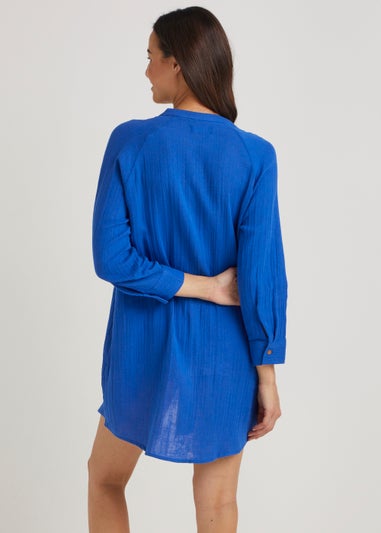 Blue Double Cloth Beach Shirt