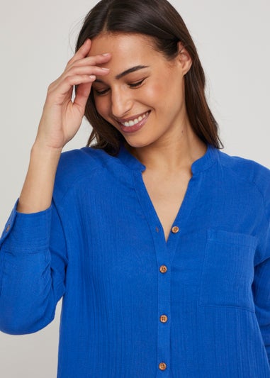 Blue Double Cloth Beach Shirt