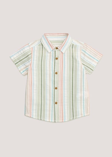 Boys Mini Me Pastel Stripe Seersucker Shirt (9mths-4yrs)