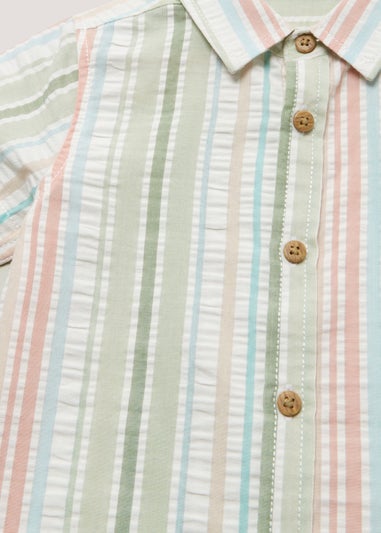 Boys Mini Me Pastel Stripe Seersucker Shirt (9mths-4yrs)