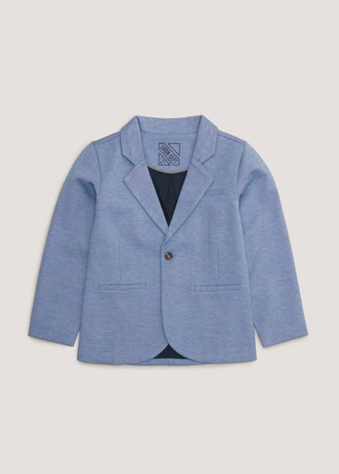 Boys Mini Me Blue Smart Jersey Blazer (4-13yrs)