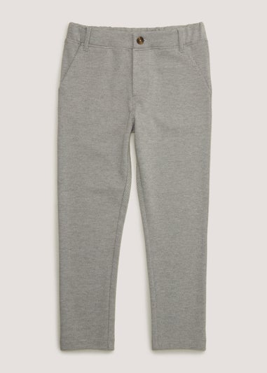 Boys Mini Me Grey Smart Jersey Trousers (4-13yrs)