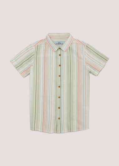 Boys Mini Me Pastel Stripe Seersucker Shirt (4-13yrs)