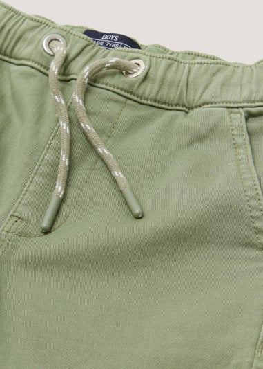 Boys Khaki Knitted Denim Shorts (4-13yrs)