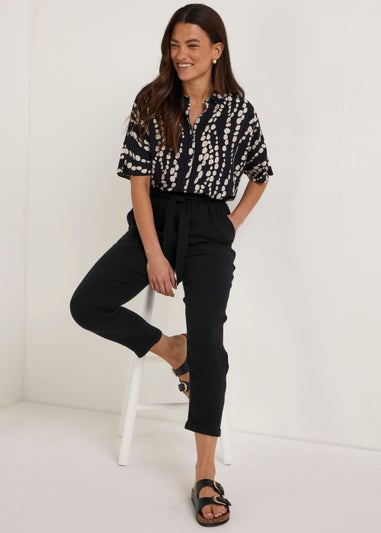Black Belted Tapered Trousers