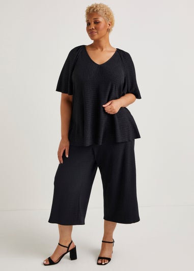 Buy Navy Linen Blend WideLeg Cropped Trousers Online in Bahrain from Matalan