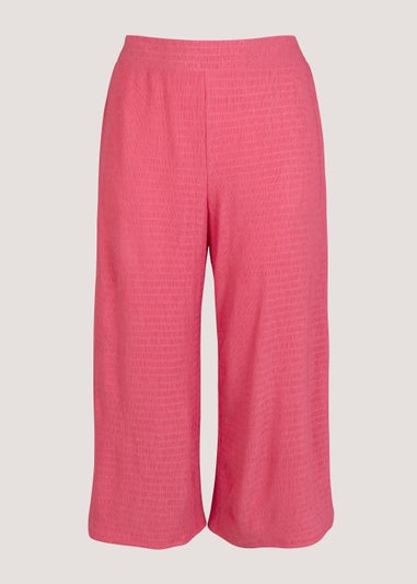 Papaya Curve Pink Plisse Cropped Trousers