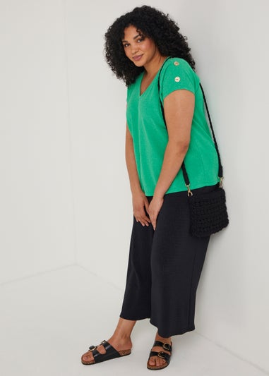 Papaya Curve Green Button T-Shirt