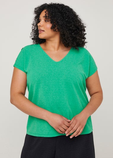 Papaya Curve Green Button T-Shirt