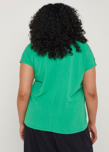 Papaya Curve Green Button T-Shirt