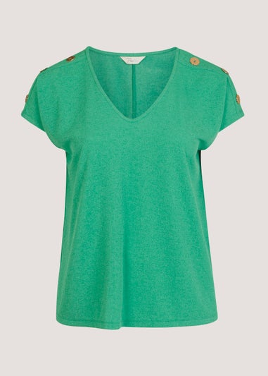 Papaya Curve Green Button T-Shirt