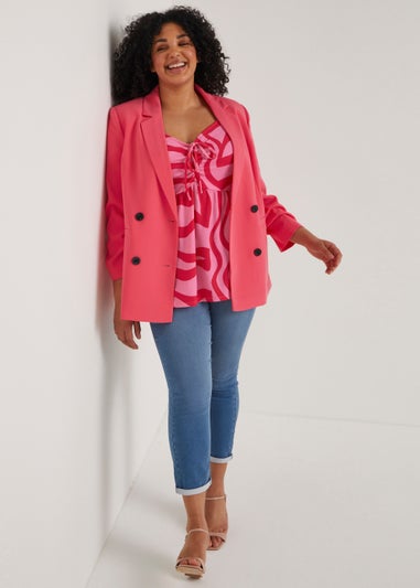 Papaya Curve Pink Sweetheart Tie Front Top