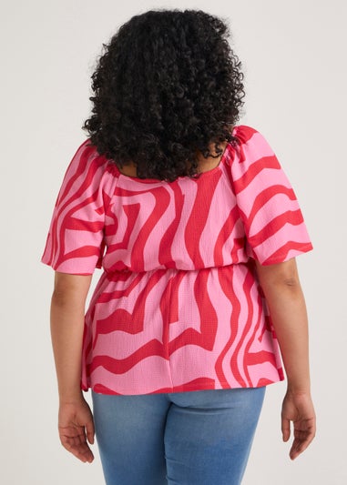 Papaya Curve Pink Sweetheart Tie Front Top