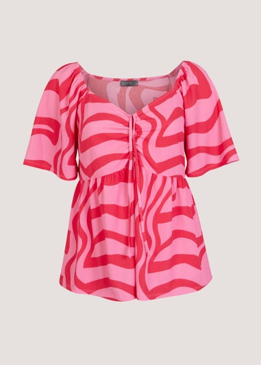 Papaya Curve Pink Sweetheart Tie Front Top