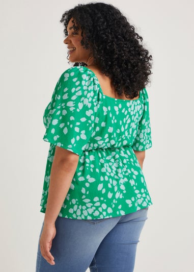 Papaya Curve Green Sweetheart Tie Front Top