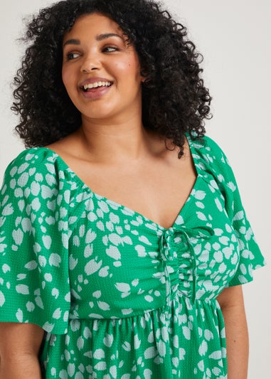 Papaya Curve Green Sweetheart Tie Front Top