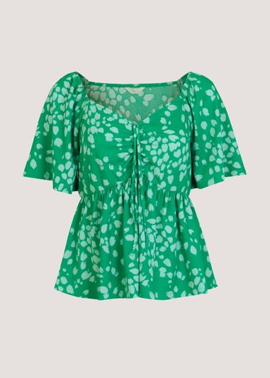 Papaya Curve Green Sweetheart Tie Front Top