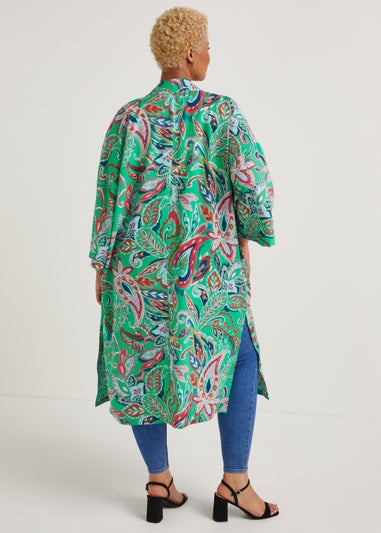 Papaya Curve Green Paisley Kimono