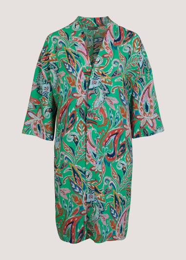 Papaya Curve Green Paisley Kimono