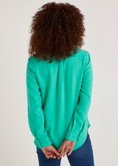 Green Linen Blend Shirt