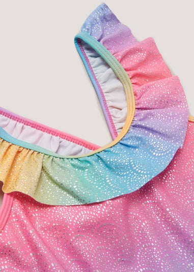 Girls Ombre Glitter Frill Swimming Costume (4-13yrs)