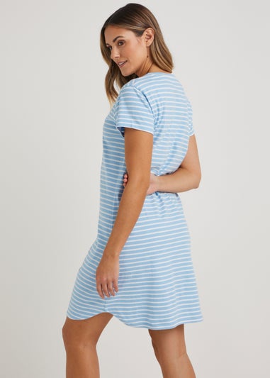 Blue Stripe Embroidered Nightie