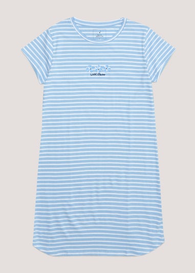 Blue Stripe Embroidered Nightie