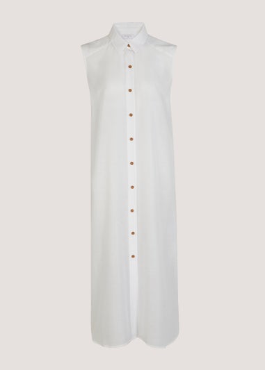 White Sleeveless Maxi Beach Shirt