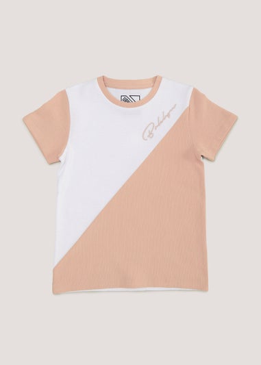 Boys Pink & White Colour Block T-Shirt (4-13yrs)