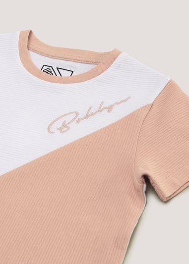 Boys Pink & White Colour Block T-Shirt (4-13yrs)